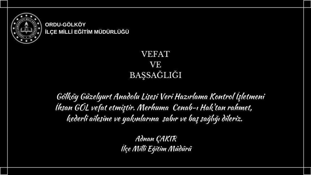 VEFAT VE BAŞSAĞLIĞI MESAJI